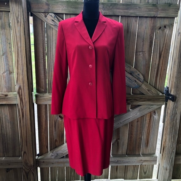 Kasper & Co Red 2 Piece Skirt Suit - Picture 1 of 5